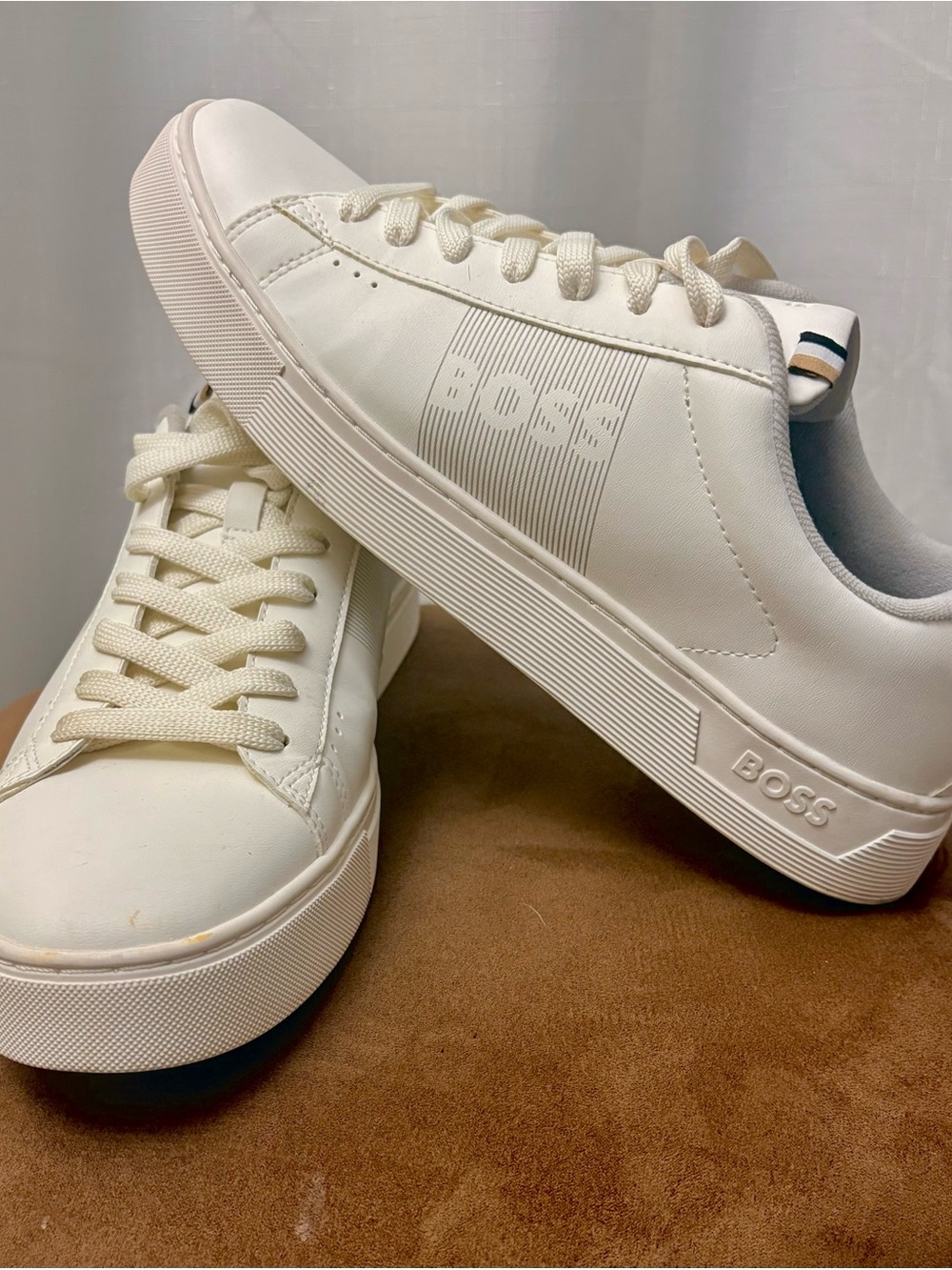 Boss Cream Low-Top Platform Sneakers